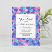 Rosa Lila Blau Aquamarine Wasserfarbe Meerjungensk Einladung (Stehend Vorderseite)