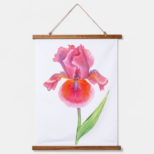 Rosa Lila Blau Iris Blume Blumenfarbe Wandteppich Mit Holzrahmen (Vorderseite 2)