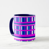 Rosa Lila Blau Kariert Tasse (Vorderseite Links)