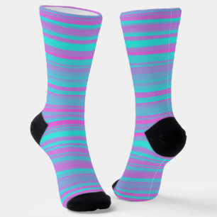 Rosa Lila Blau Streifen Muster Socken
