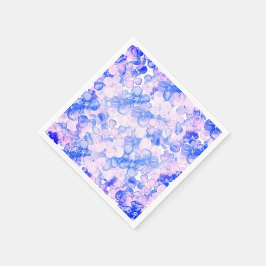 Rosa lila blaue Aquarellmalerei mit Blumen Serviette (Ecke)