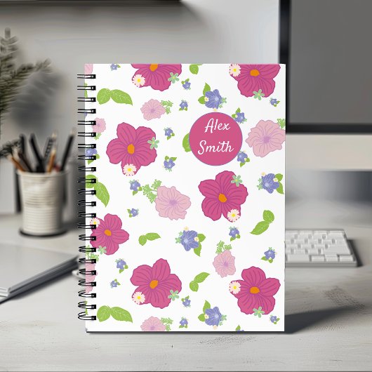 Rosa Lila blaue Blumen Blumenmuster Planer