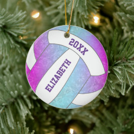 Rosa lila-blaue, farbige Girl-Volleyball Keramik Ornament