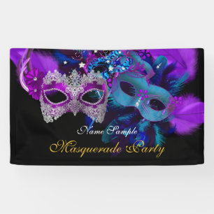 Rosa lila blaue Masken Maskenball Banner