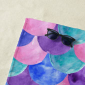 Rosa Lila blaues Aquarellfarben-Monogramm Strandtuch (Beispiel)