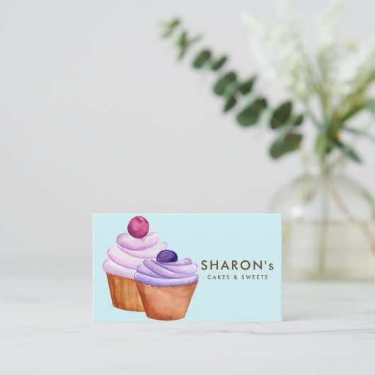 Rosa Lila Blaues Backbacken Visitenkarte (Stehend Vorderseite)