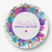 Rosa Lila blaues Brautparty Pappteller (Vorderseite)