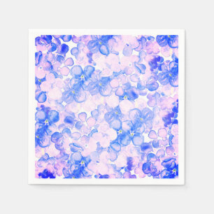 Rosa lila blaues Wasserfarben, blumengemalt Serviette