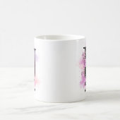 Rosa Lila blorschwarze Buchstaben Monogramm U Kaffeetasse (Mittel)