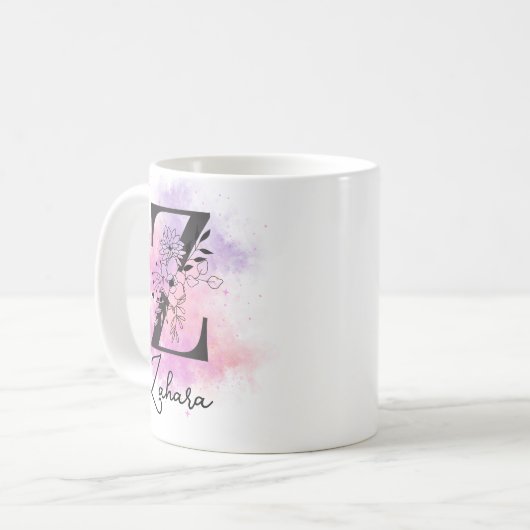 Rosa Lila blorschwarze Buchstaben Monogramm Z Kaffeetasse