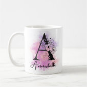 Rosa Lila blorschwarze Buchstabenmonogramm A Kaffeetasse (Links)