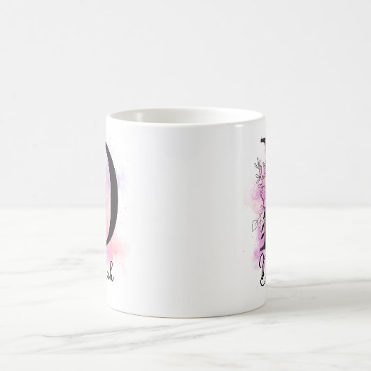 Rosa Lila blorschwarze Buchstabenmonogramm D Kaffeetasse (Mittel)