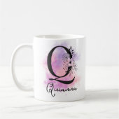 Rosa Lila blorschwarze Buchstabenmonogramm Q Kaffeetasse (Links)