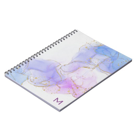 Rosa, Lila, Blue Alcohol Ink Foto Notebook Notizblock (Linke Seite)