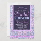 Rosa Lila Blue Glamour Brautparty Einladung (Vorderseite)