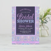 Rosa Lila Blue Glamour Brautparty Einladung (Stehend Vorderseite)