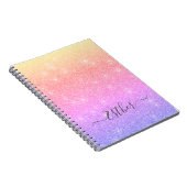Rosa Lila Blue Gold Glitzer Monogram Notebook Notizblock (Rechte Seite)