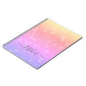 Rosa Lila Blue Gold Glitzer Monogram Notebook Notizblock (Linke Seite)