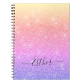 Rosa Lila Blue Gold Glitzer Monogram Notebook Notizblock (Vorderseite)