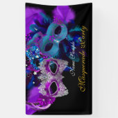 Rosa Lila Blue Masken Masquerade Party Banner (Vertikal)