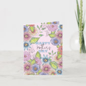 Rosa Lila blühende Blume Muttertag Karte (Vorderseite)