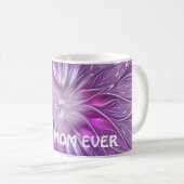 Rosa Lila Blume Abstraktes Fraktal Kaffeetasse (VorderseiteRechts)