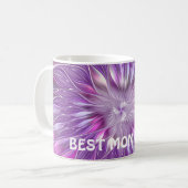 Rosa Lila Blume Abstraktes Fraktal Kaffeetasse (Vorderseite Links)