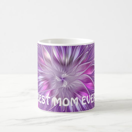 Rosa Lila Blume Abstraktes Fraktal Kaffeetasse (Mittel)