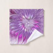 Rosa Lila Blume Leidenschaft Abstraktes Fraktal Ku Badhandtuch Set (Waschlappen)