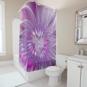 Rosa Lila Blume Leidenschaft Abstraktes Fraktal Ku Duschvorhang (Beispiel)