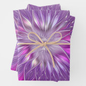 Rosa Lila Blume Leidenschaft Abstraktes Fraktal Ku Geschenkpapier Set (Beispiel)