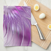 Rosa Lila Blume Leidenschaft Abstraktes Fraktal Ku Küchentuch (Viertel Falte)