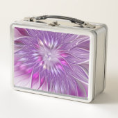 Rosa Lila Blume Leidenschaft Abstraktes Fraktal Ku Metall Lunch Box (Vorderseite)