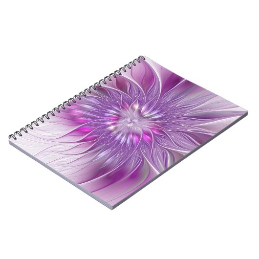 Rosa Lila Blume Leidenschaft Abstraktes Fraktal Ku Notizblock (Linke Seite)