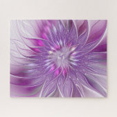 Rosa Lila Blume Leidenschaft Abstraktes Fraktal Ku Puzzle (Horizontal)