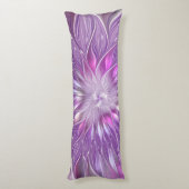 Rosa Lila Blume Leidenschaft Abstraktes Fraktal Ku Seitenschläferkissen (Rückseite (Vertikal))