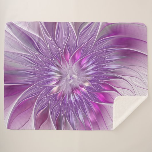 Rosa Lila Blume Leidenschaft Abstraktes Fraktal Ku Sherpadecke (Vorderseite (Horizontal))