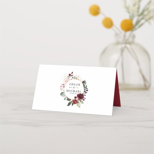 Rosa Lila Blume Platzkarte (Rückseite)