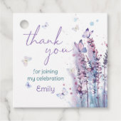 Rosa lila Blume Schmetterling Geburtstag vielen Da Geschenkanhänger (Vorderseite)