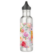Rosa lila Blumen Aquarellfarben Monogramm Edelstahlflasche (Links)