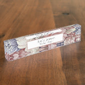 Rosa lila Blumen Blätter Thema Namensplakette (Seite)