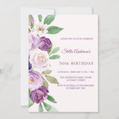 Rosa lila Blumen Geburtstag Einladung (Vorderseite)
