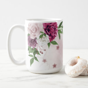 rosa lila Blumen Grün Kaffeetasse