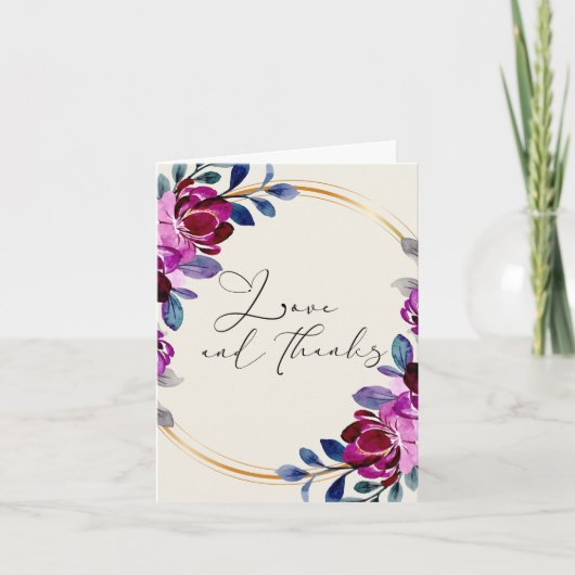 Rosa lila Blumen Liebe und Dank (Vorderseite)