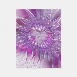 Rosa lila Blumen-Passion-Abstrakt-Fraktal-Kunst Fleecedecke
