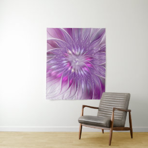 Rosa lila Blumen-Passion-Abstrakt-Fraktal-Kunst Wandteppich