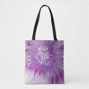 Rosa lila Blumen-Passion-Abstrakte-Fraktal-Kunst Tasche