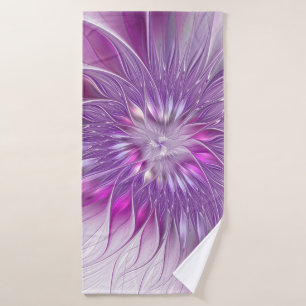 Rosa lila Blumen-Passion-Abstraktes Fraktal-Kunstw Badehandtuch