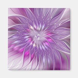 Rosa lila Blumen-Passion-Abstraktes Fraktal-Kunstw Magnet