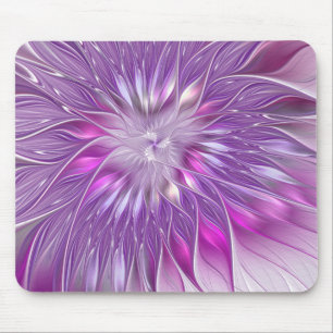 Rosa lila Blumen-Passion-Abstraktes Fraktal-Kunstw Mousepad